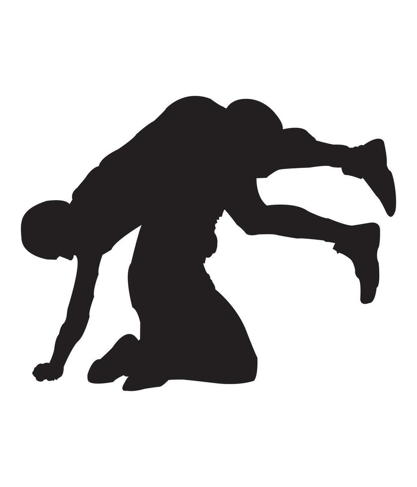 silhouette of a man doing a push up on a white background vector