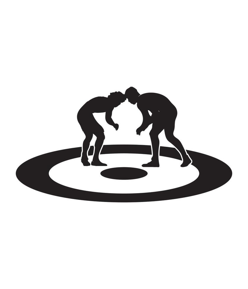 Two men wrestling in a circle on a white background vector