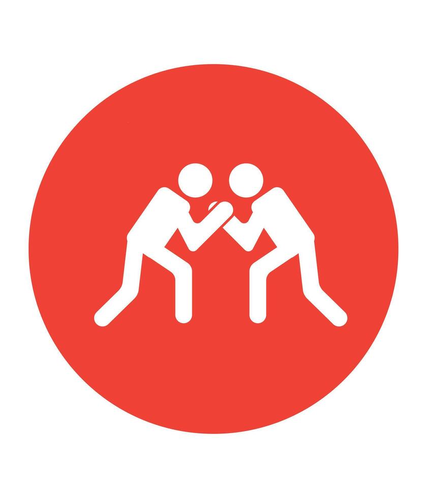 Two people fighting in a circle icon vector