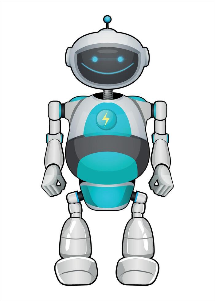 mechanical robot white color isolated on white background vector