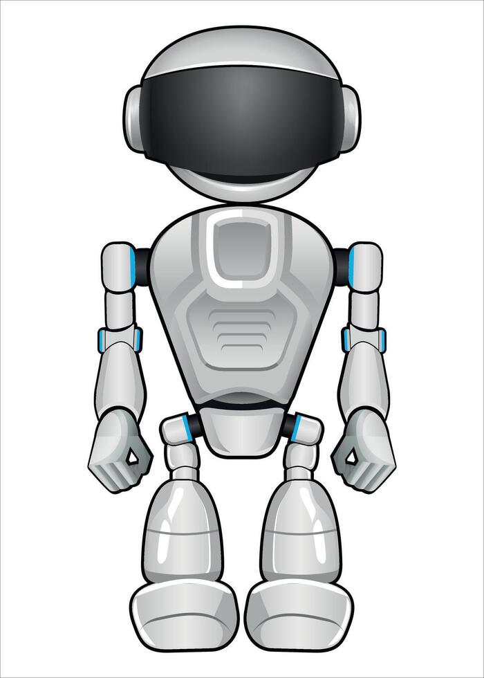 realistic mechanical robot droid white color on white background vector