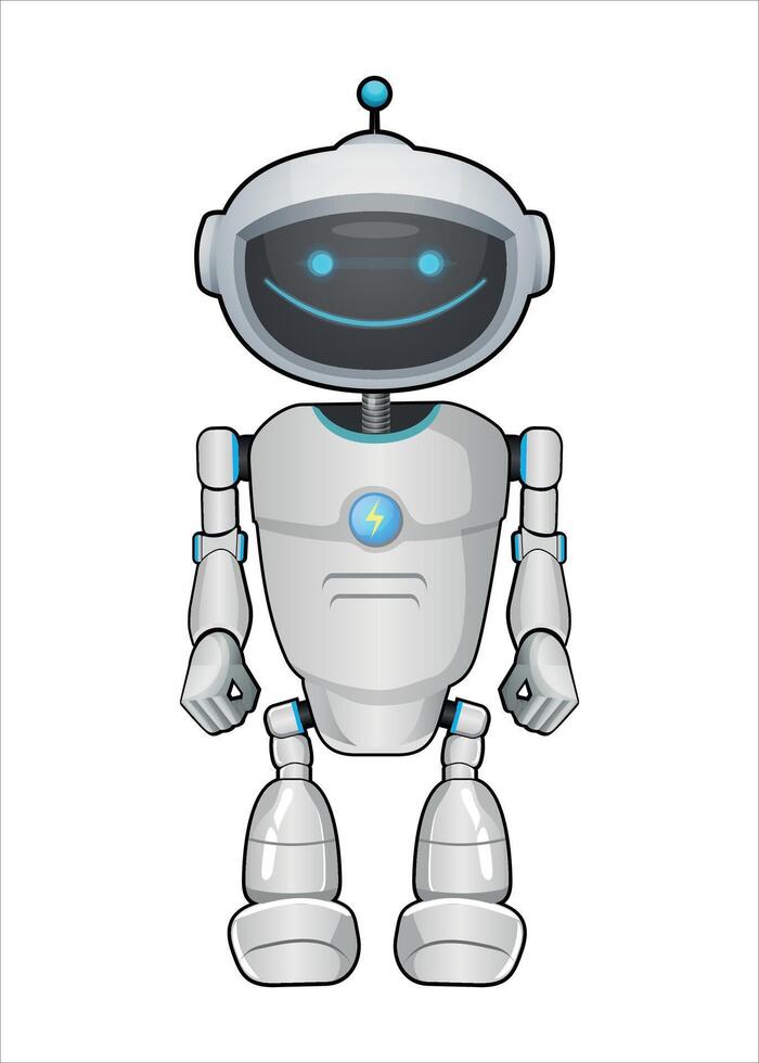 mechanical robot droid white color on white background vector