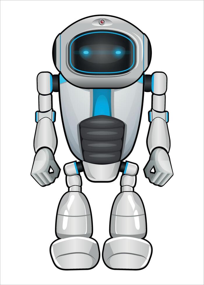 realistic white droid robot on white background vector