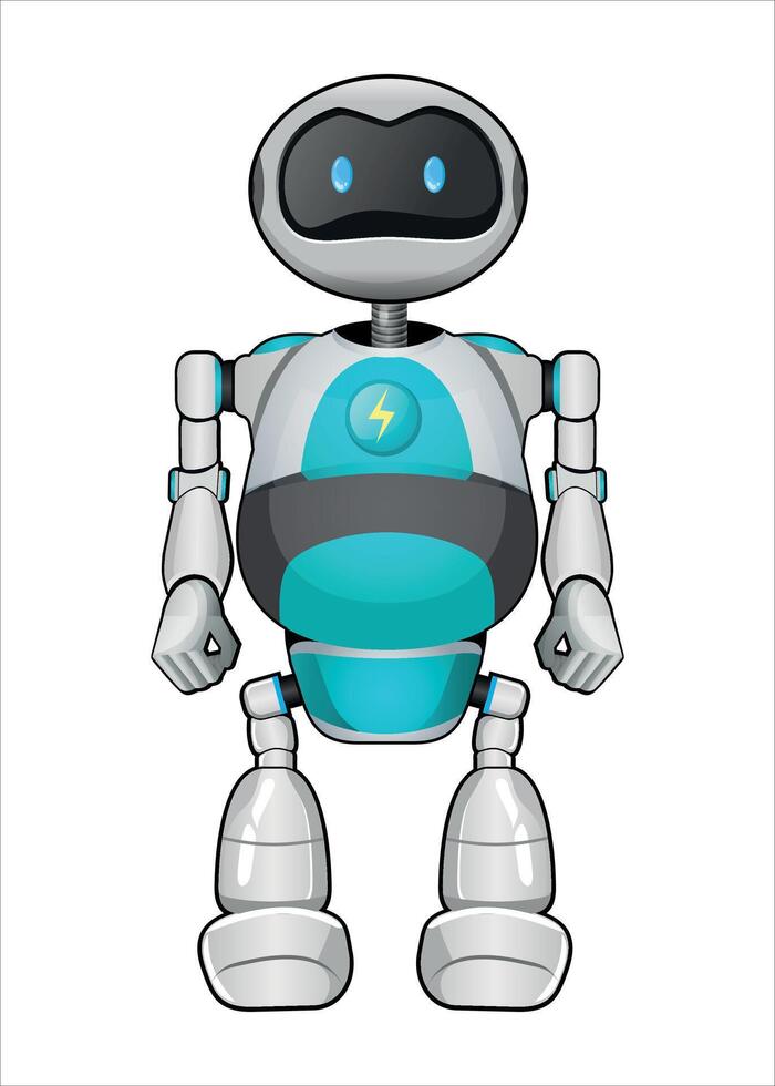 mechanical robot white color on white background vector