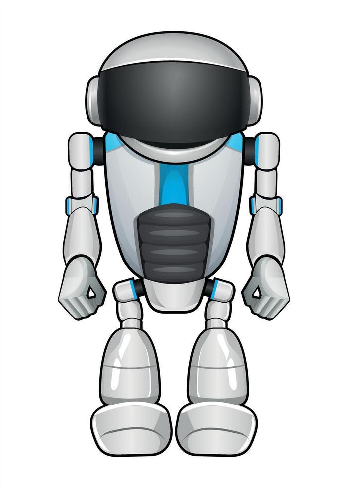 mechanical robot droid white color isolated on white background vector