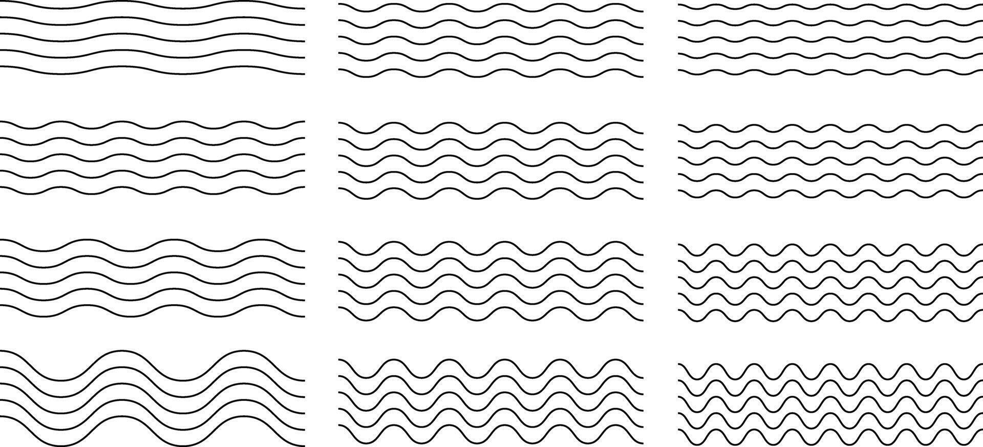 Set of wavy zigzag lines. Zigzag and wavy horizontal underline. vector