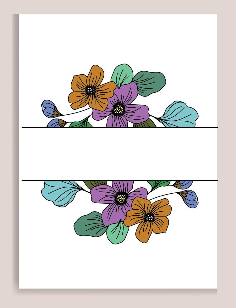 Colorful Line Frame Icon Leaf Floral Border Divider with Circular, rectangle or hexagon pink or red flower for save the date wedding vector