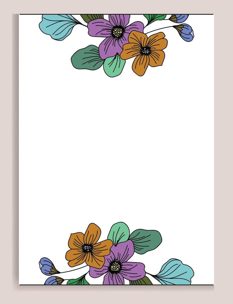 Colorful Line Frame Floral Border Divider for save the date wedding vector