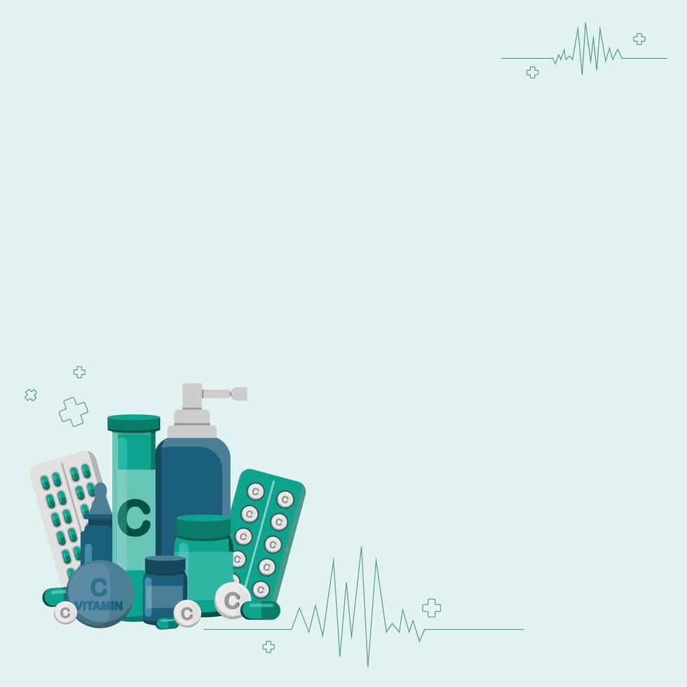 illustration of a medical background with an image of medicines. Medical care. Healthcare. illustration of medicine. vector