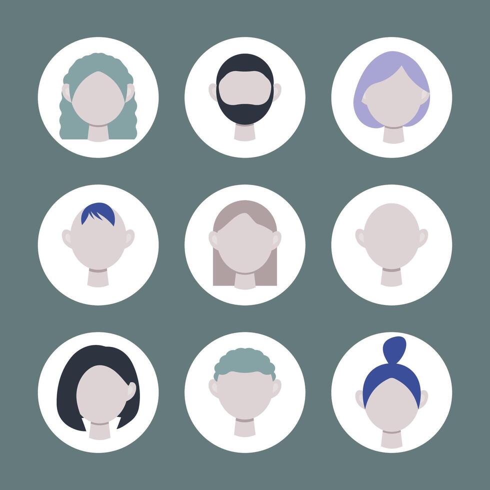 avatar illustration for social media users with different hairstyles. vector