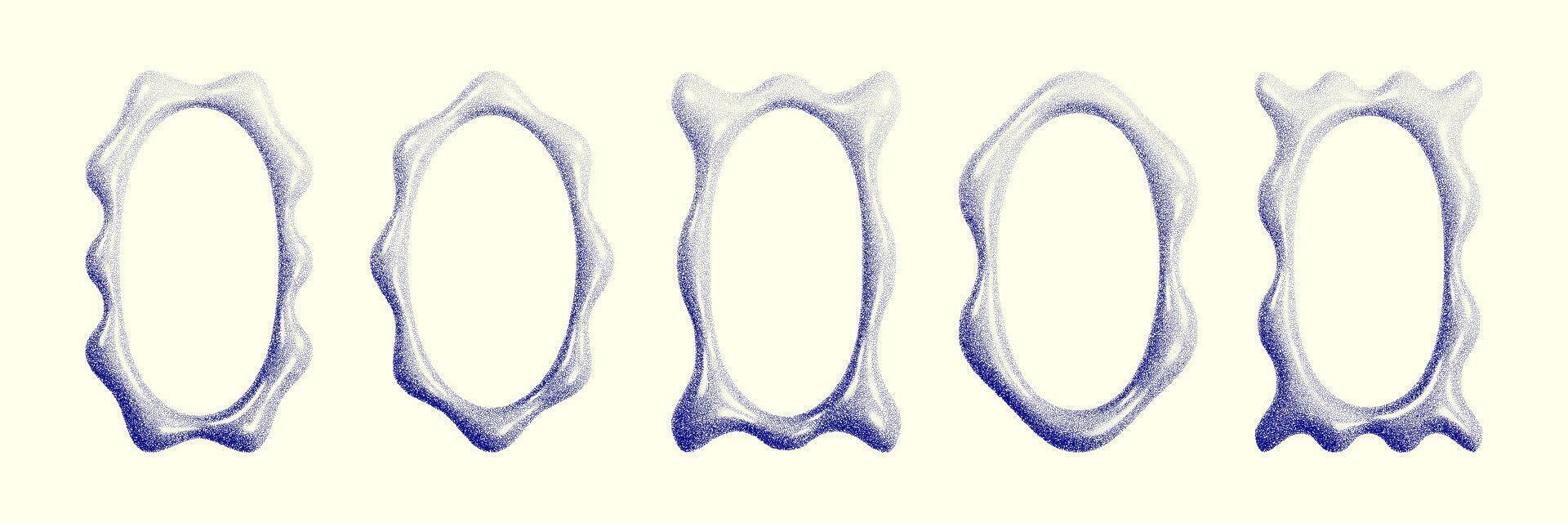 Wavy three-dimensional frames with varying shapes create an artistic representation of noise and distortion in visual design. vector