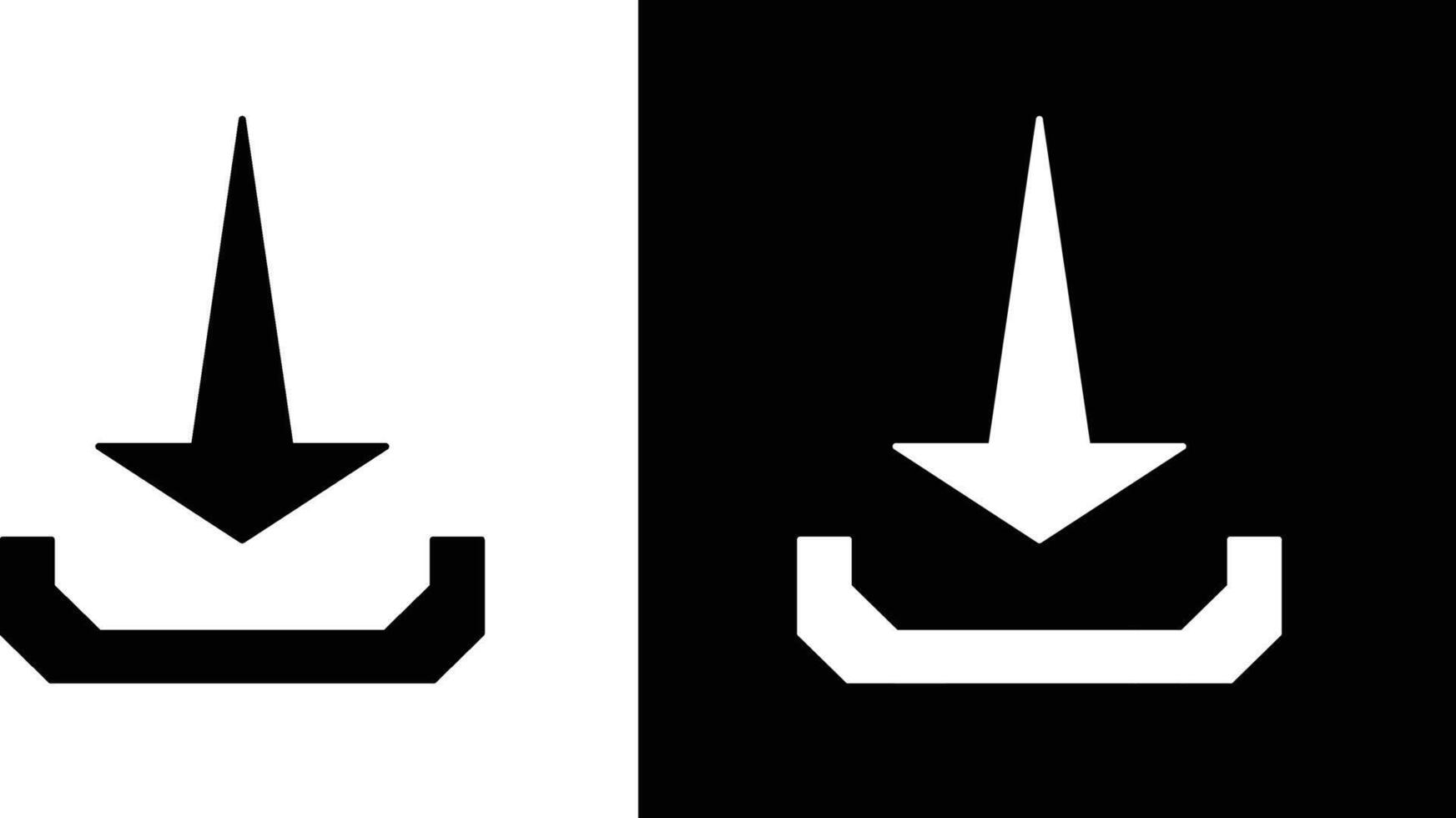 High Contrast Icon of Downward Arrow Indicating Download Action vector