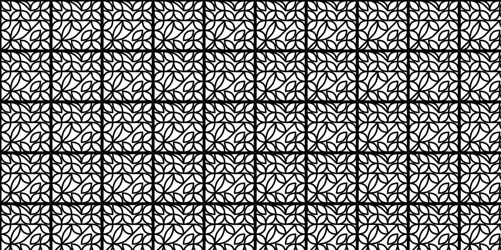 Elegant Geometric Seamless Pattern With Abstract Floral Elements in Black vector