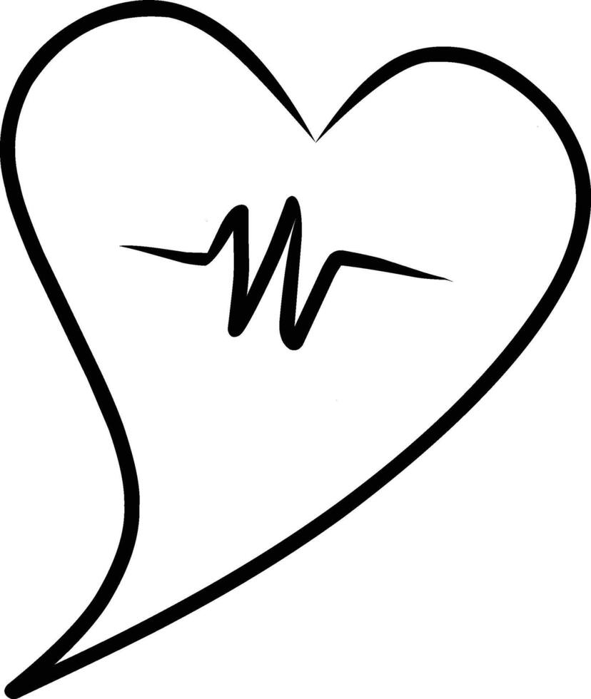 A simple illustration of a heart shape with an embedded ECG waveform, symbolizing love and health. vector