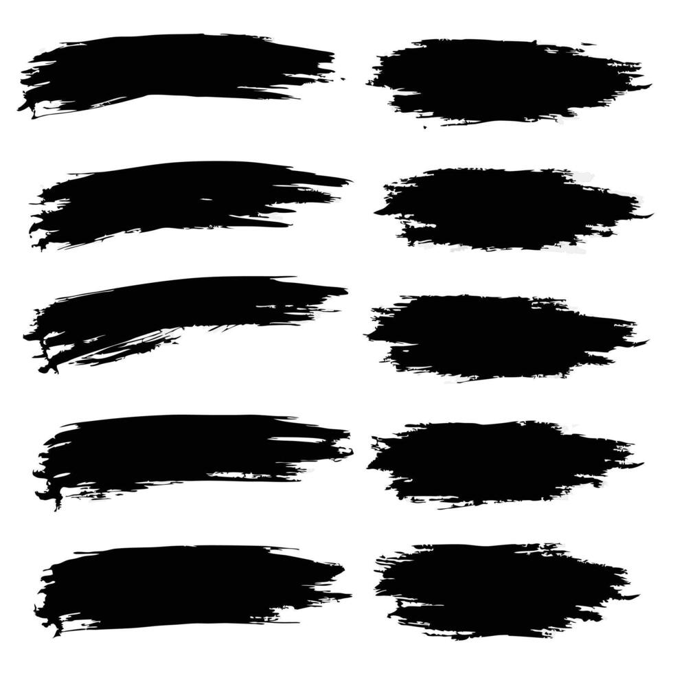 Grunge Brush Strokes Black Ink Textures, Paint Splatter, Abstract , Artistic Design Set vector