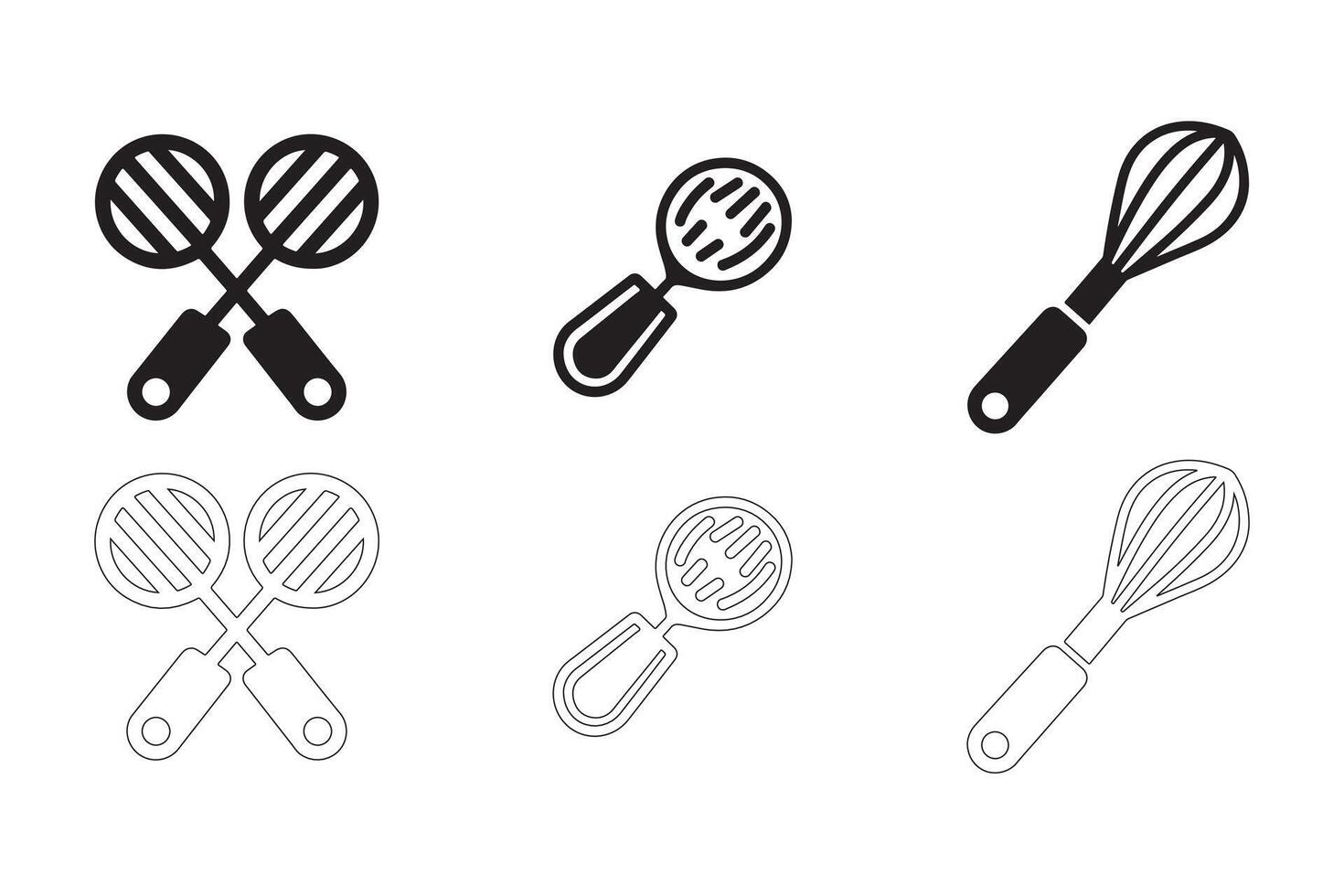 Minimalist Whisk Icons Collection vector
