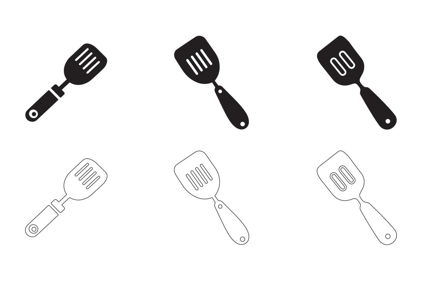 Spatula Icons Simple Clean and Smooth Solid and Outline Styles vector