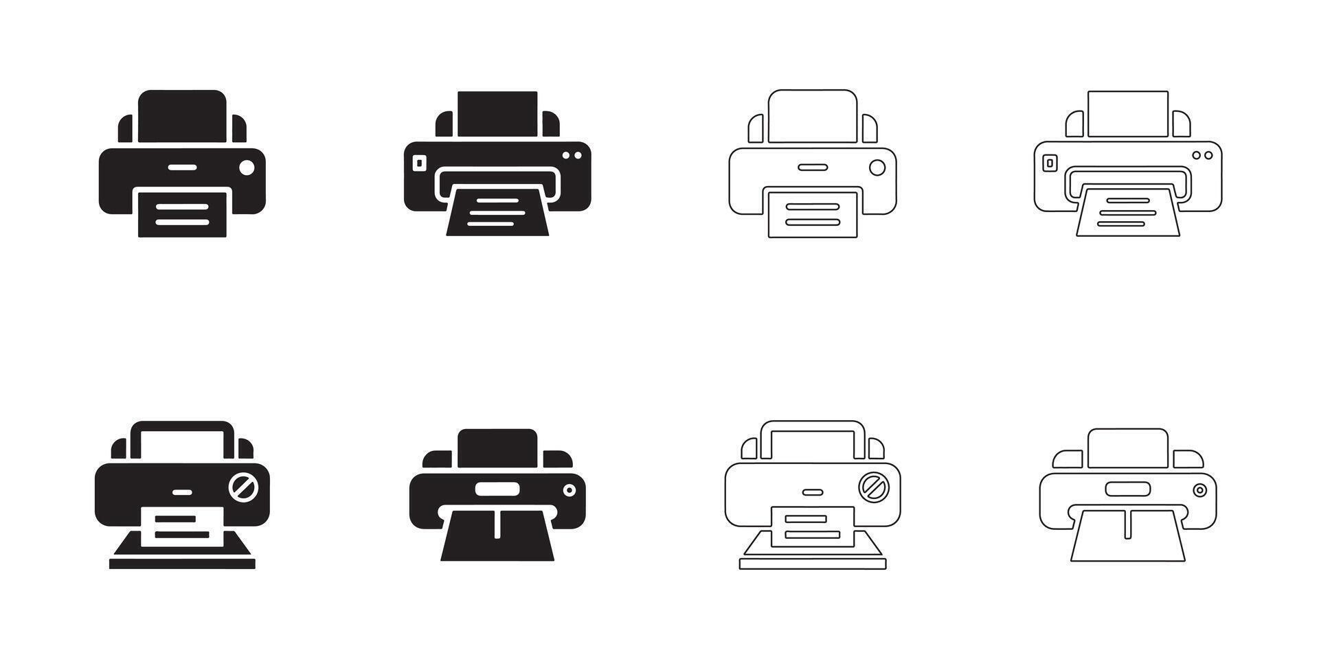 Printer Icon Set with Clean Lines vector