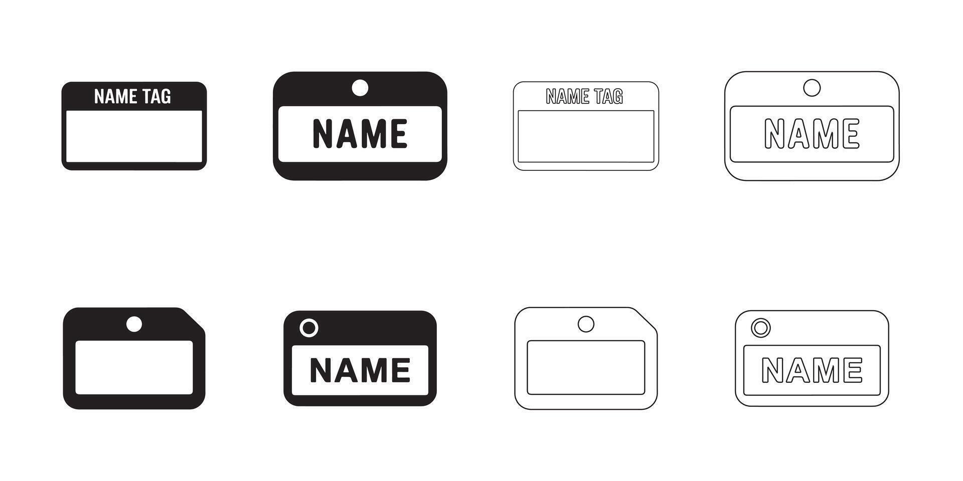 Name Tag Icon Set with Clean Lines vector