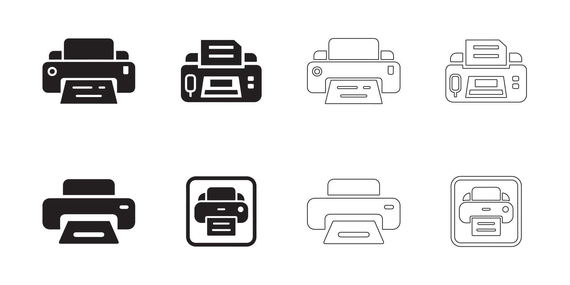 Minimalist Printer Icons Collection vector
