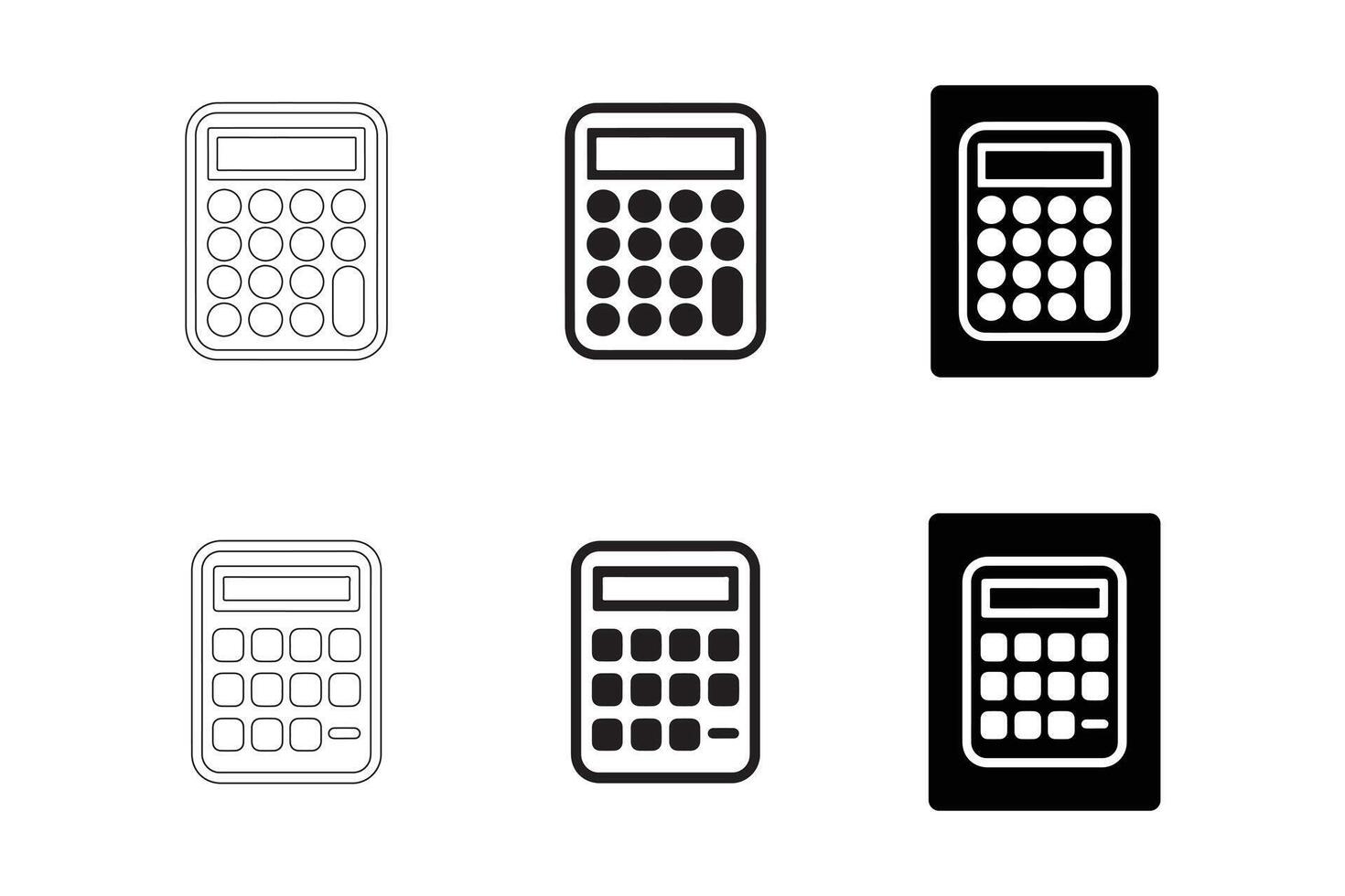 Calculator Icons in Black and White Variations vector