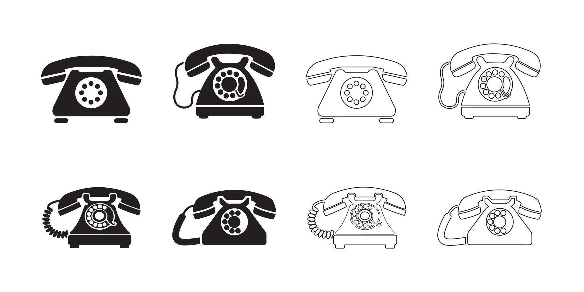 Telephone Icon Set with Clean Lines vector