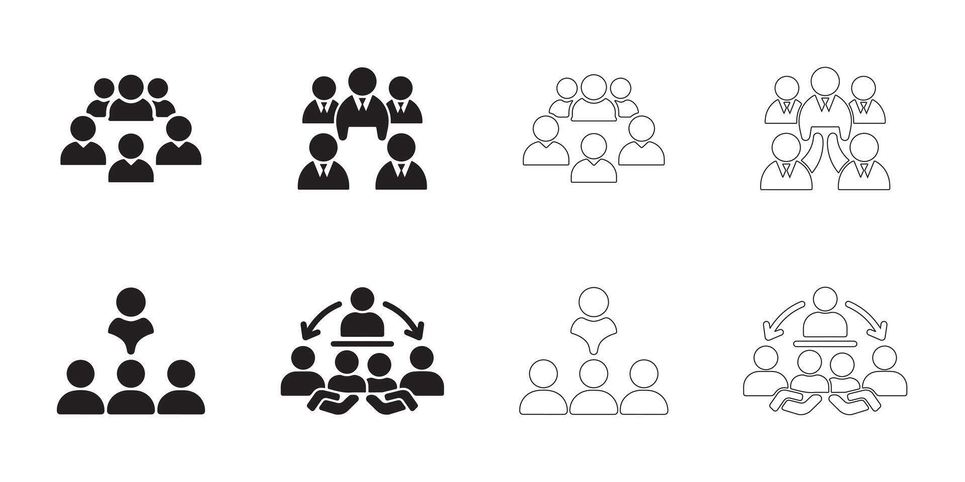 Minimalist Teamwork and Collaboration Icons Collection vector