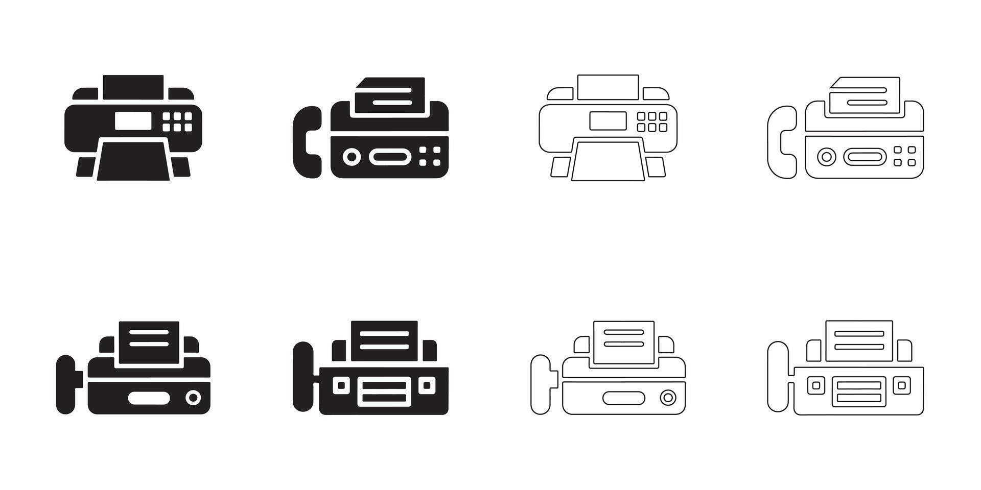 Fax Machine Icon Set with Clean Lines vector