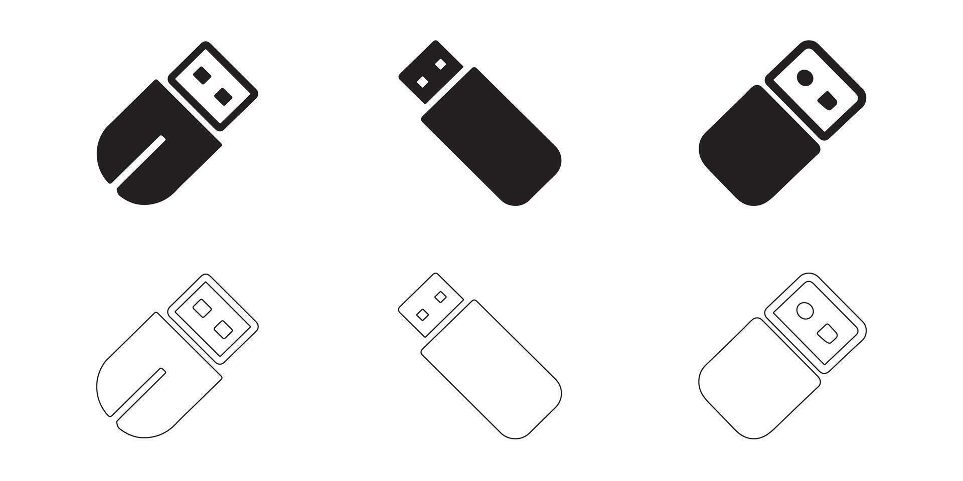 Minimalist USB Flash Drive Icons Collection vector