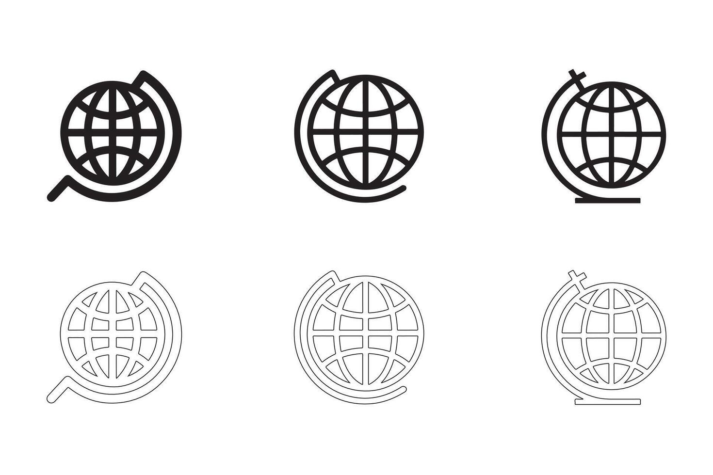Globe Icons Clean and Minimal Solid and Outline Styles vector
