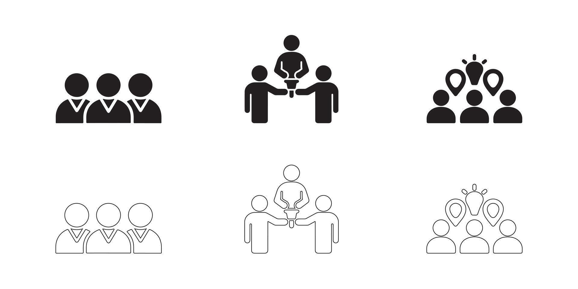 Teamwork and Collaboration Icon Set with Clean Lines vector