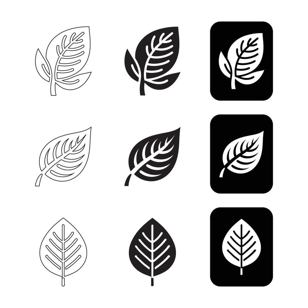 Set of Simple Leaf Icons vector