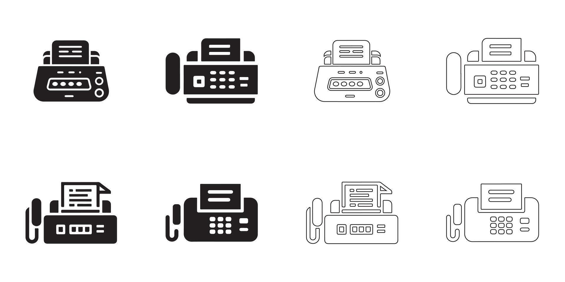 Minimalist Fax Machine Icons Collection vector