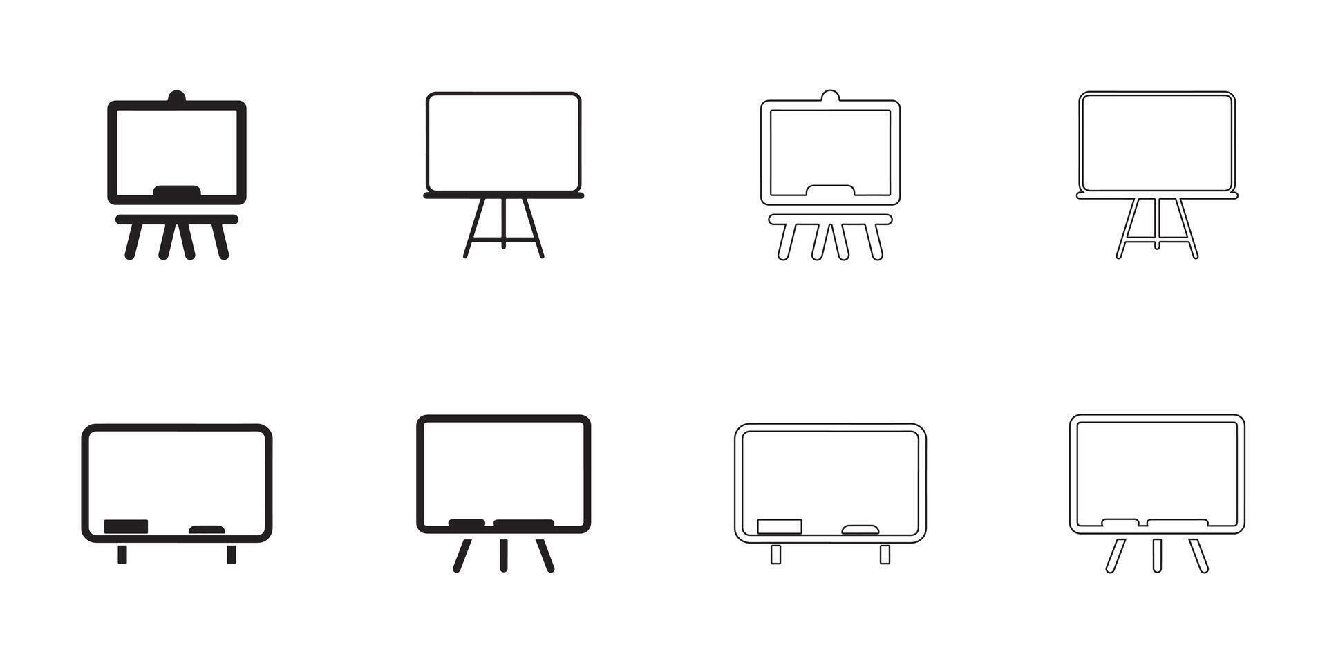Whiteboard Icon Set with Clean Lines vector