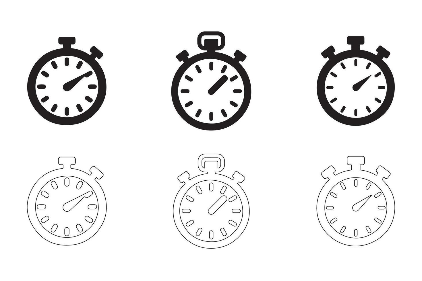 Modern Alarm Clock and Stopwatch Icons Set vector
