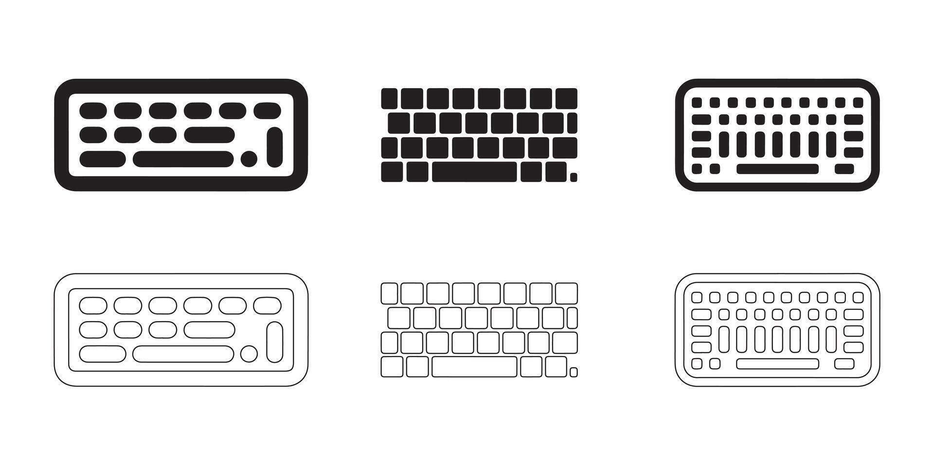 Computer Keyboard Icon Set Clean Lines vector