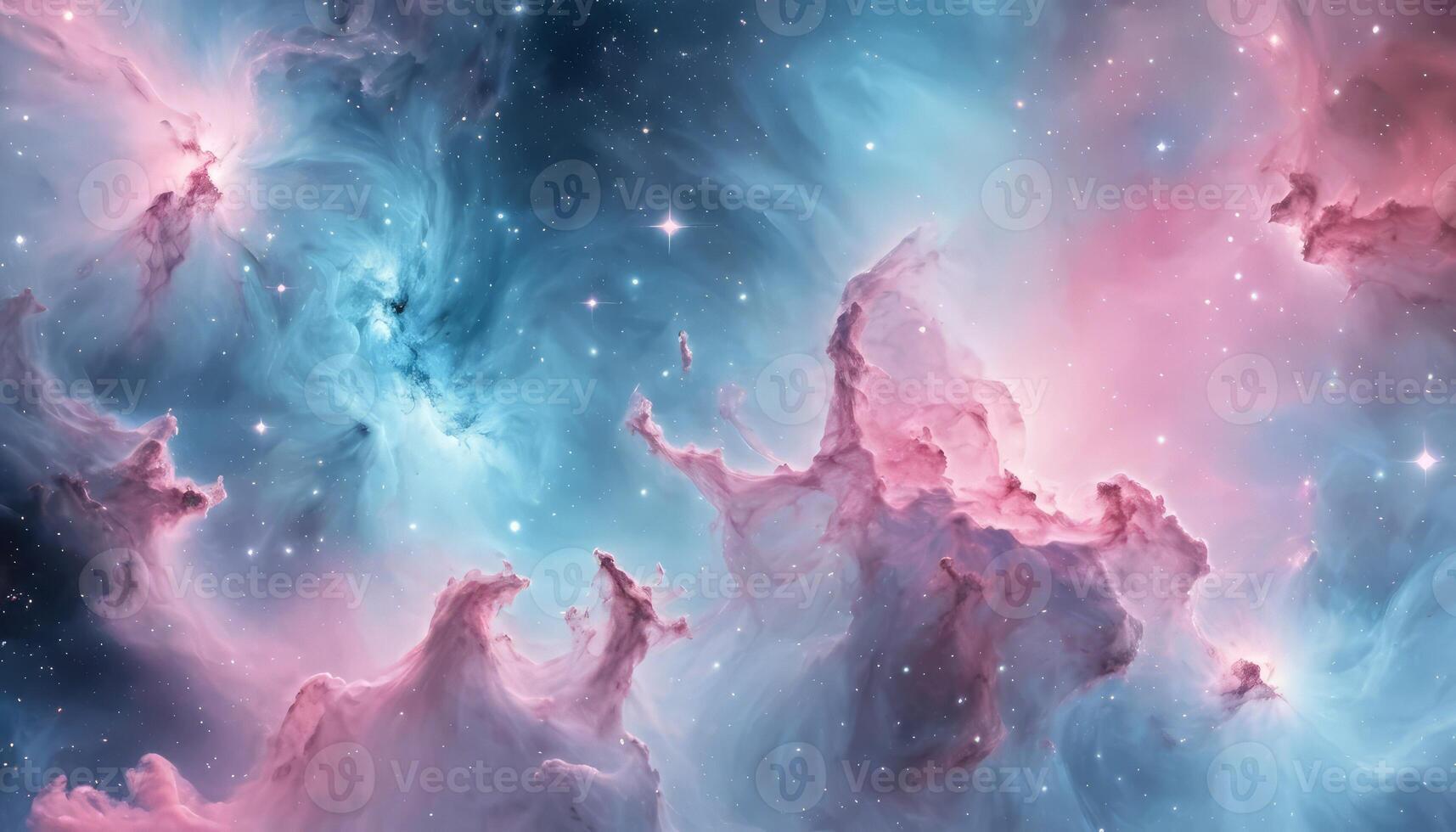 Stunning nebula with vibrant pinks and blues, showcasing the vastness and beauty of outer space. Ideal for science, astronomy, or cosmic-themed projects. photo