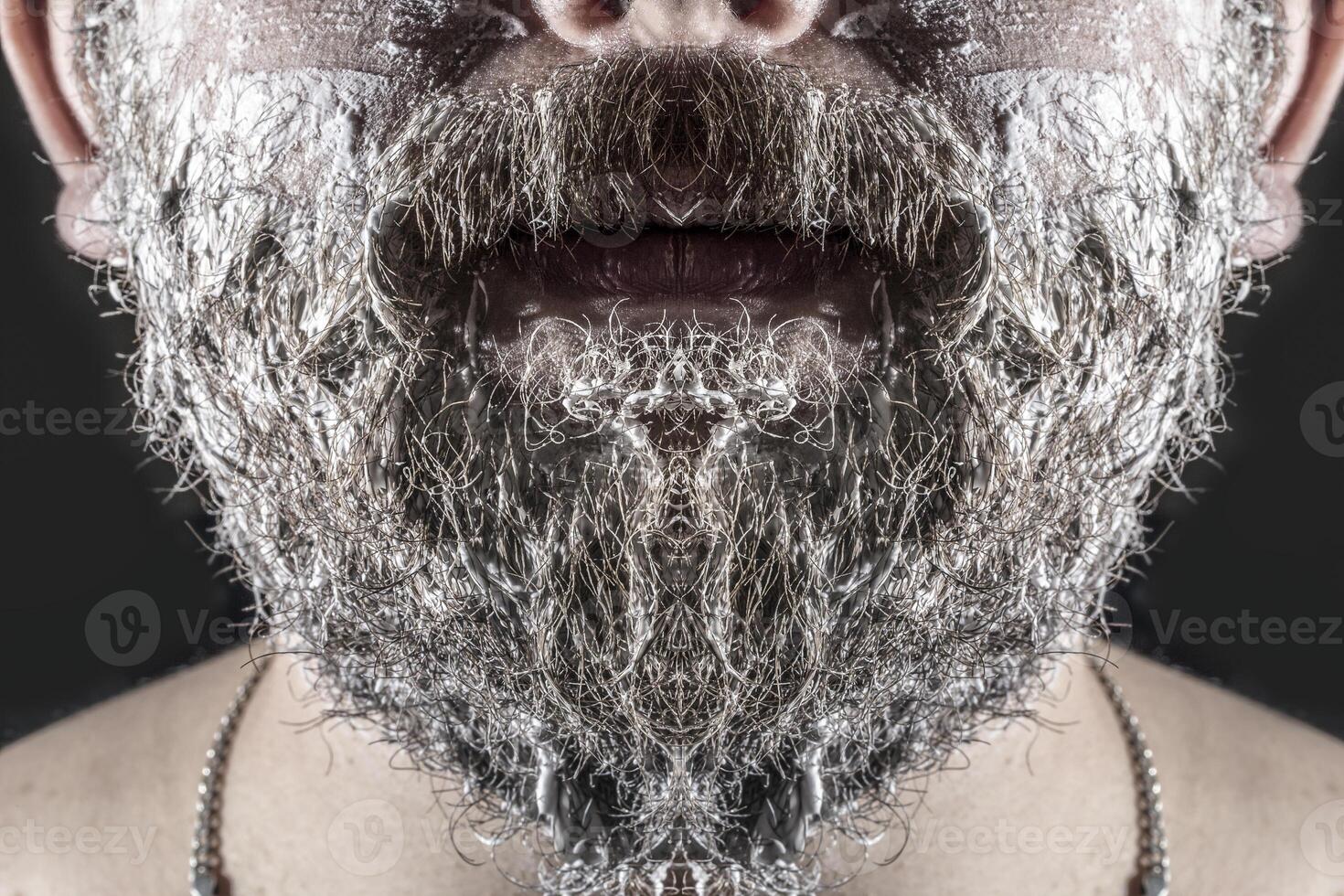 beard in shaving foam photo