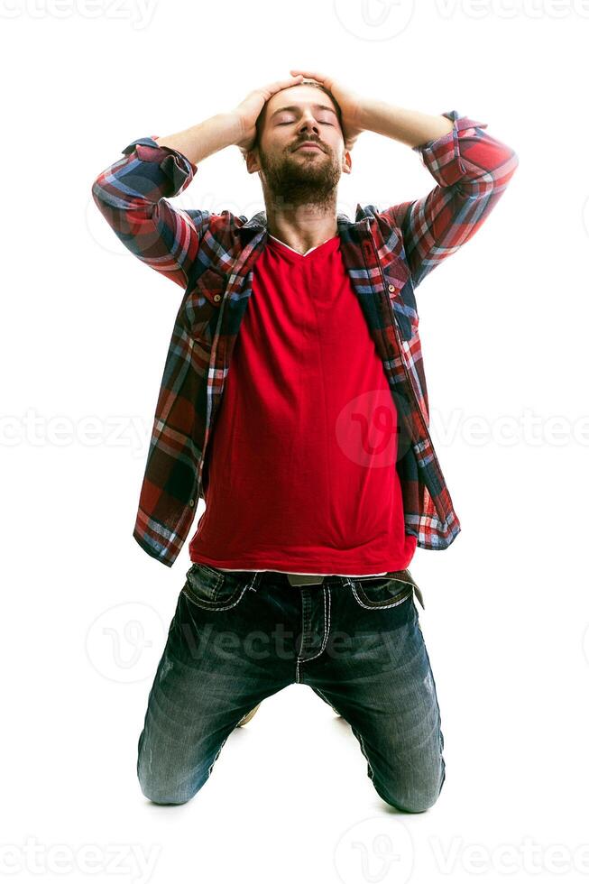 upset man on white photo