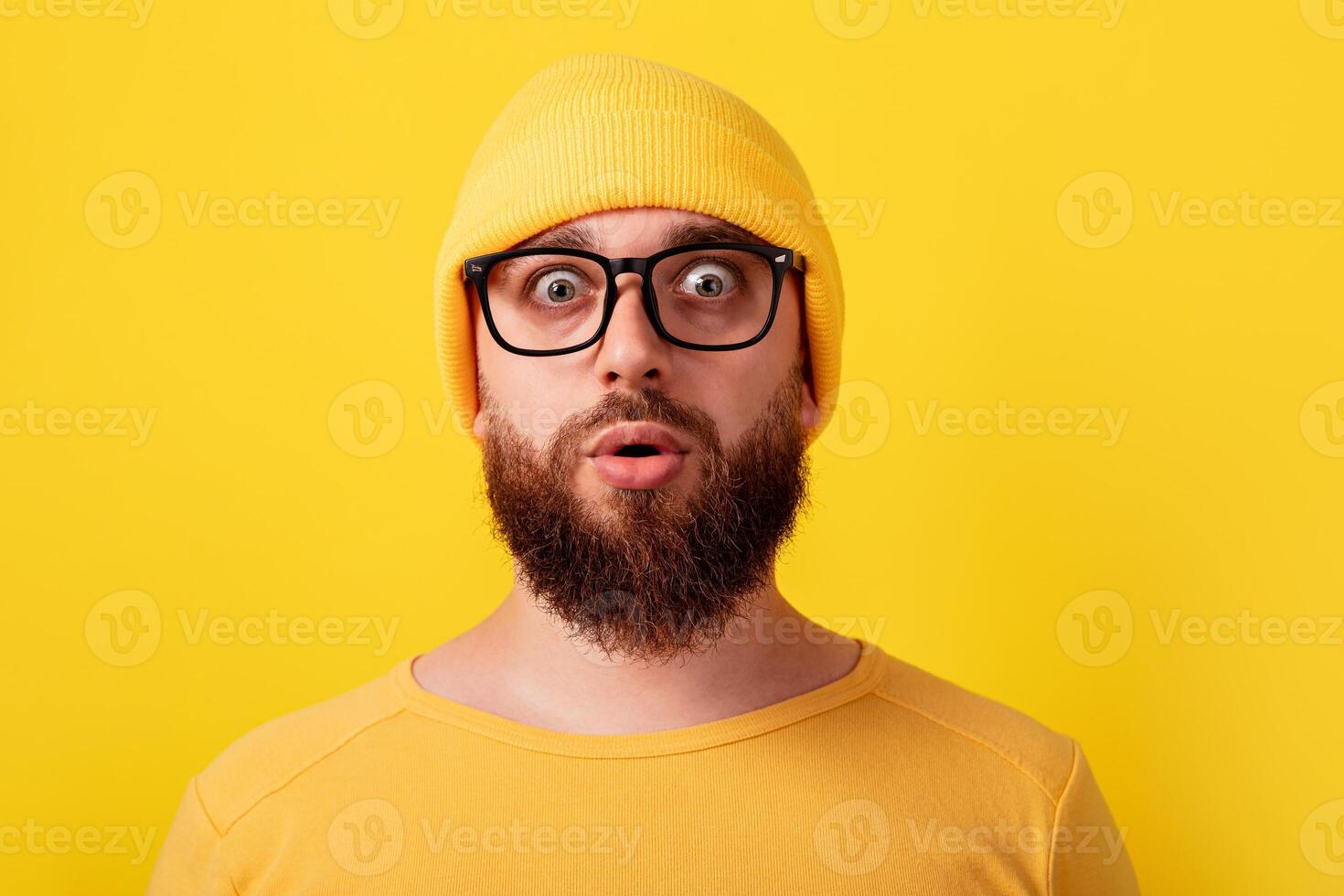surprised bearded man photo
