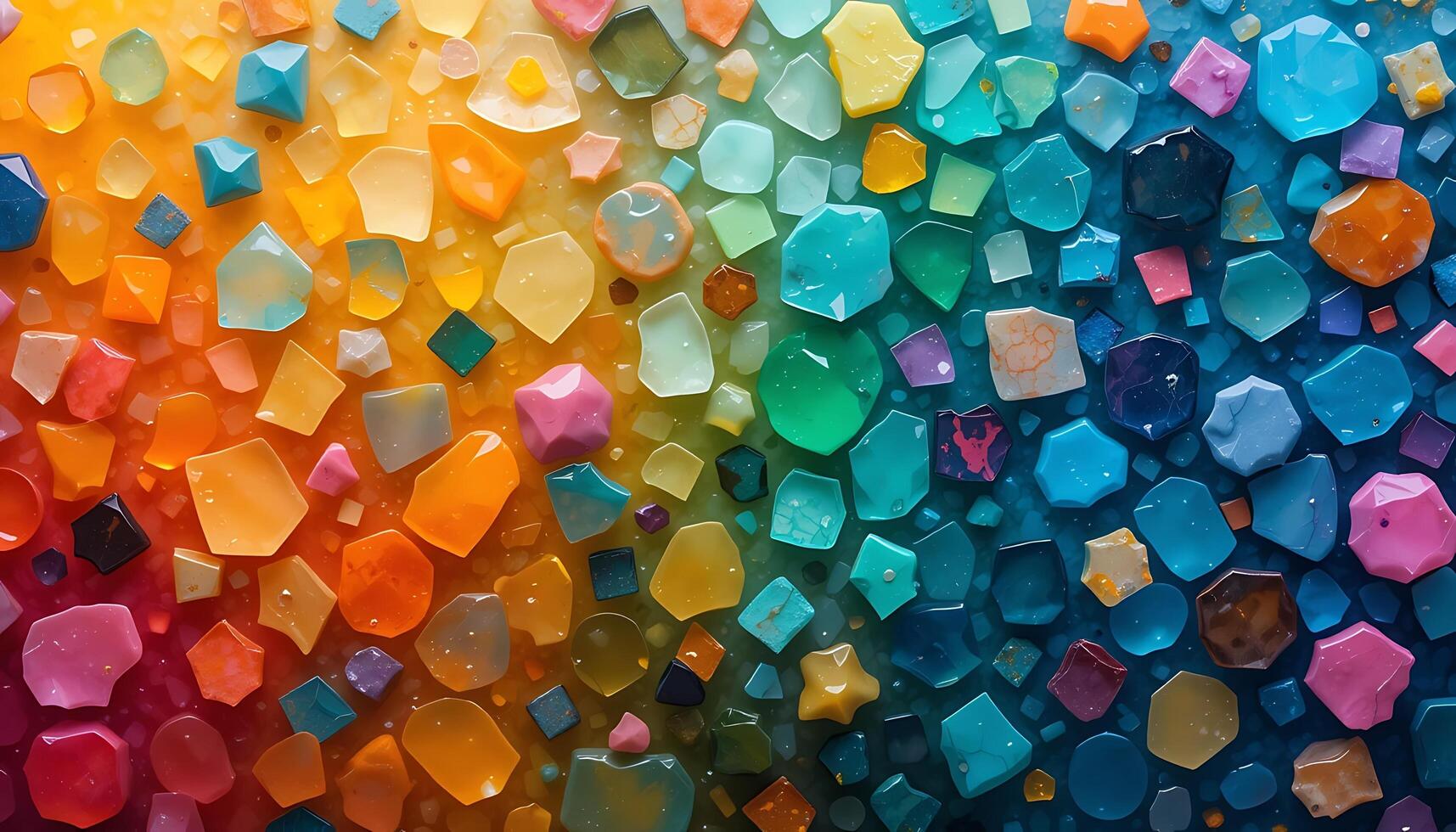 Rainbow Resin Gemstone Mosaic A Vibrant, Colorful Art Piece photo