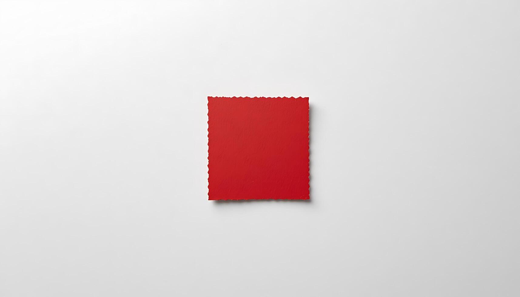 Crimson Square A Minimalist Red Card with Textured Edges photo