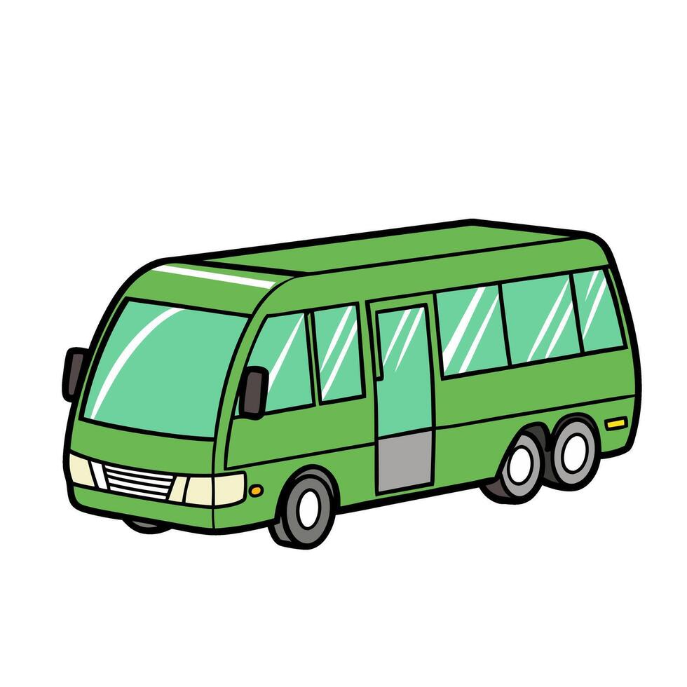 cartoon green bus vector