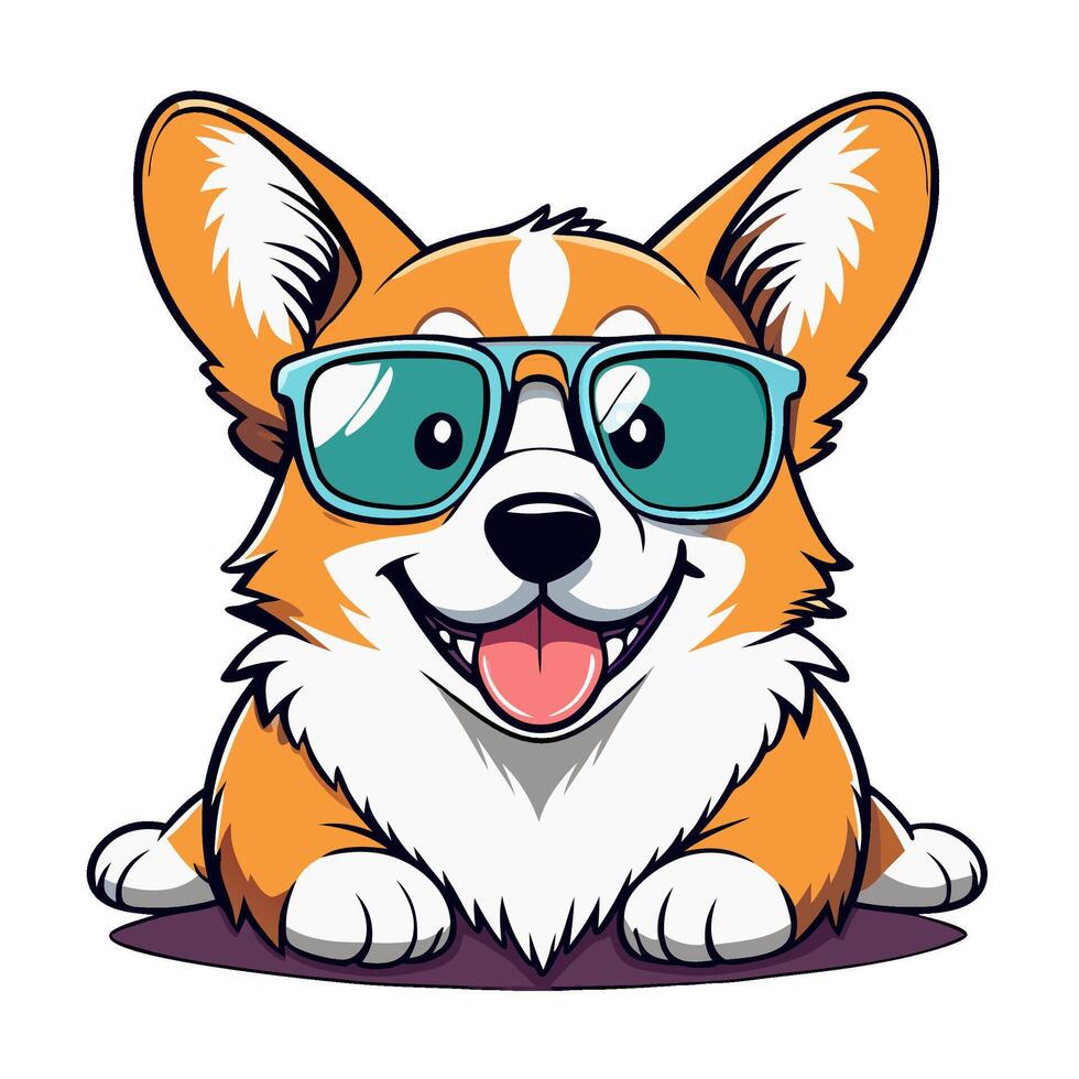 Corgi Wearing Sunglasses Looking Cool vector