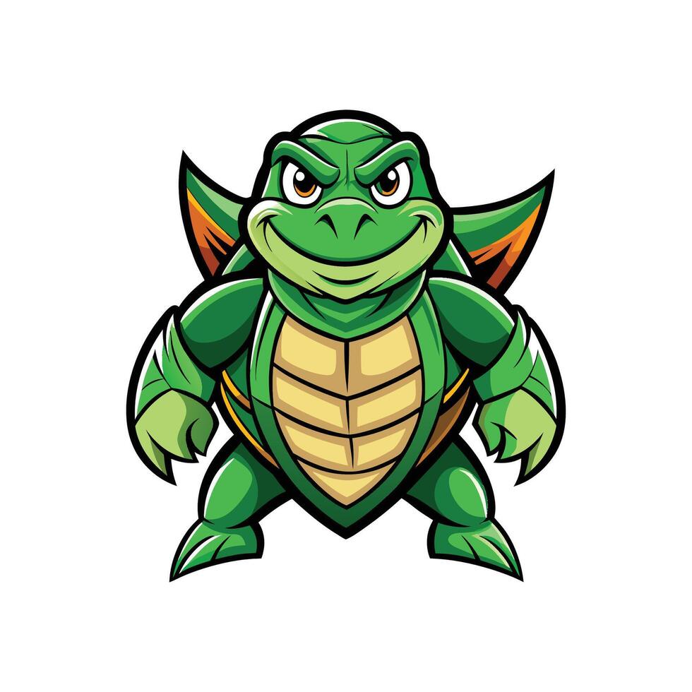 A cartoon turtle with green and orange stripes vector
