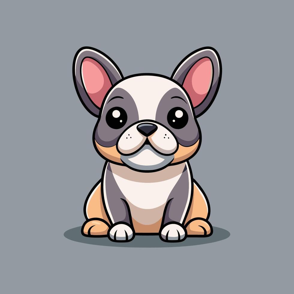 Cartoon french bulldog dog sitting on the ground vector
