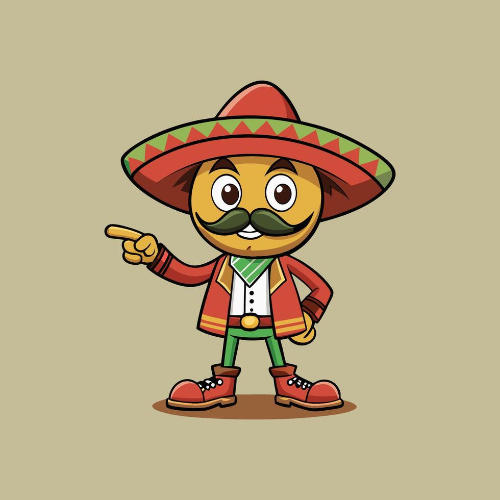 Mexican cartoon character with a sombrero and mustache vector