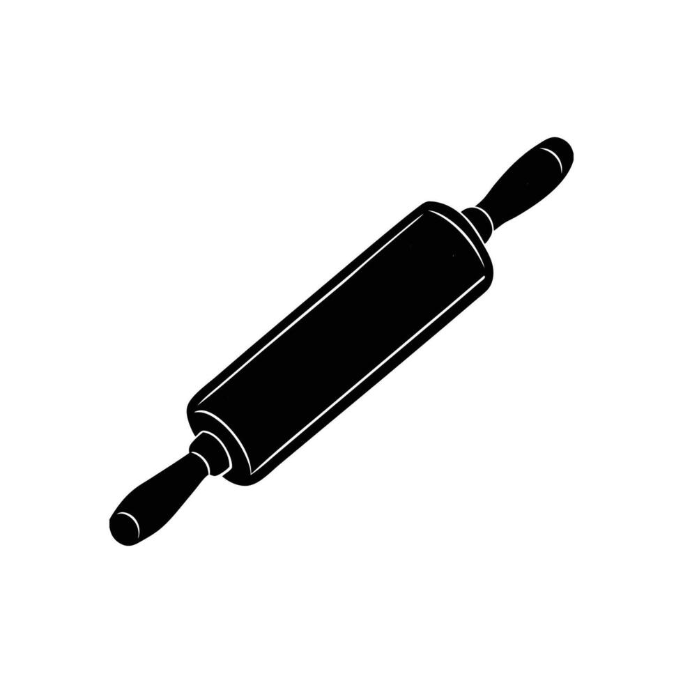 A rolling pin icon in black and white vector