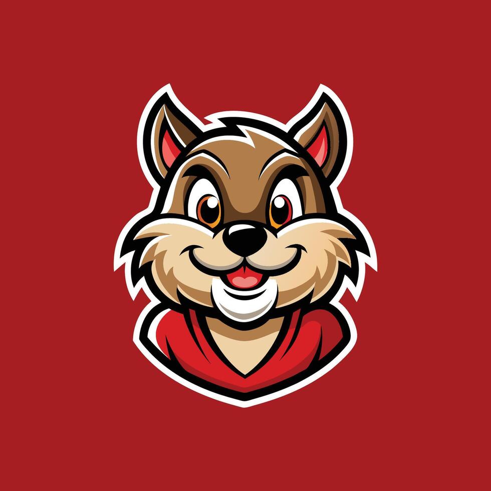 A cartoon mascot of a squirrel wearing a red shirt vector