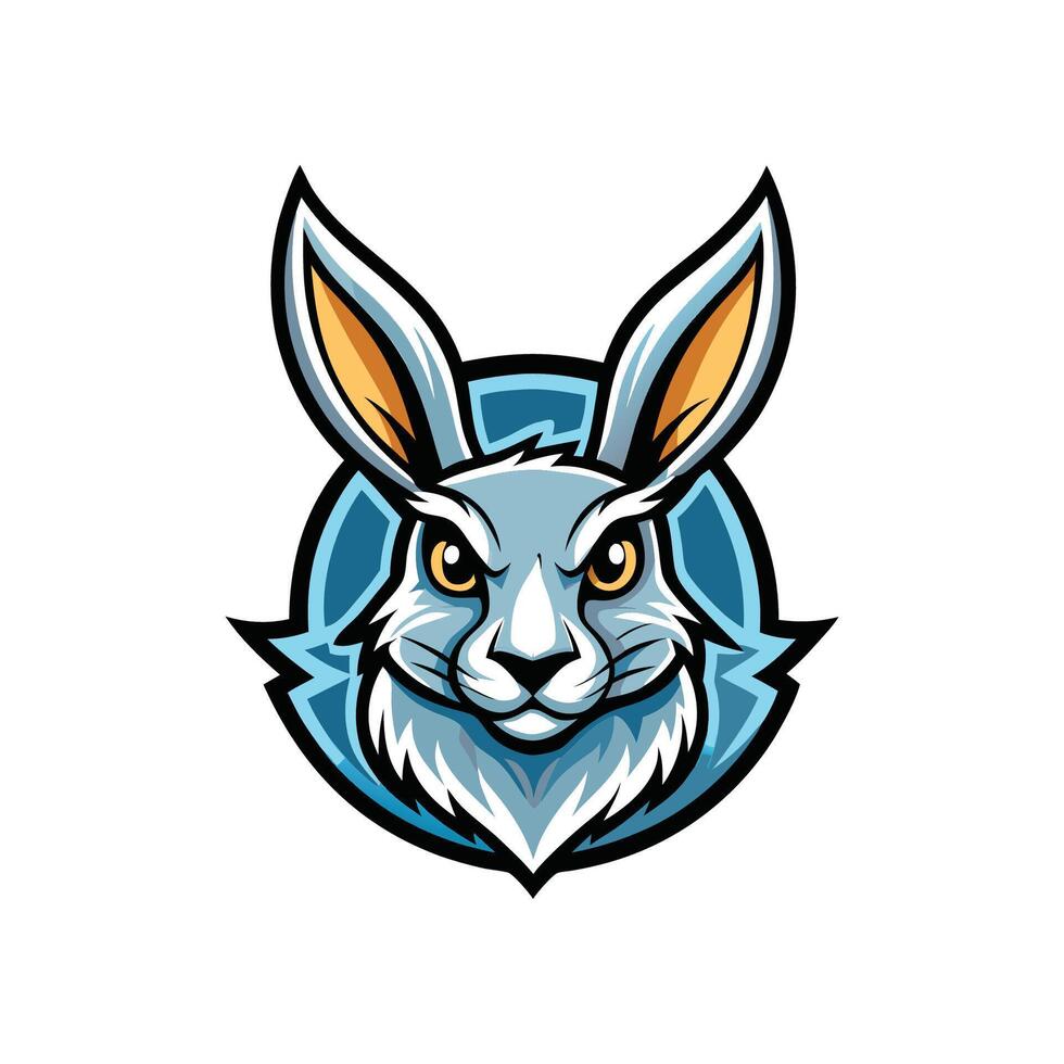 A rabbit head with large ears and a blue background vector